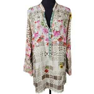 Johnny Was Floral and Geometric Tunic - Multicolor